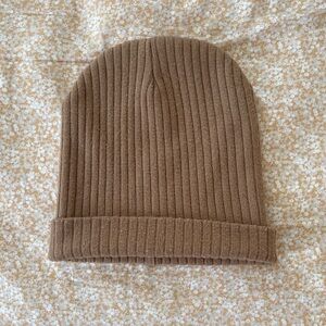 Time & True Ribbed Knit Beanie in Camel - One Size
